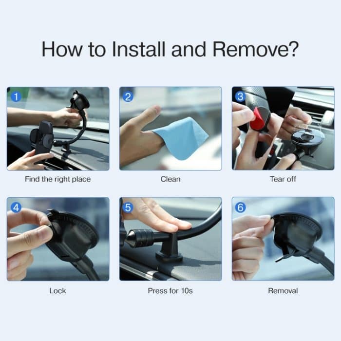 JOYROOM JR-ZS259 Mechanische Autohalterung mit 360-Grad-Drehung, Stil: Saugnapf mit langem Arm, JR-ZS259 – Bild 7