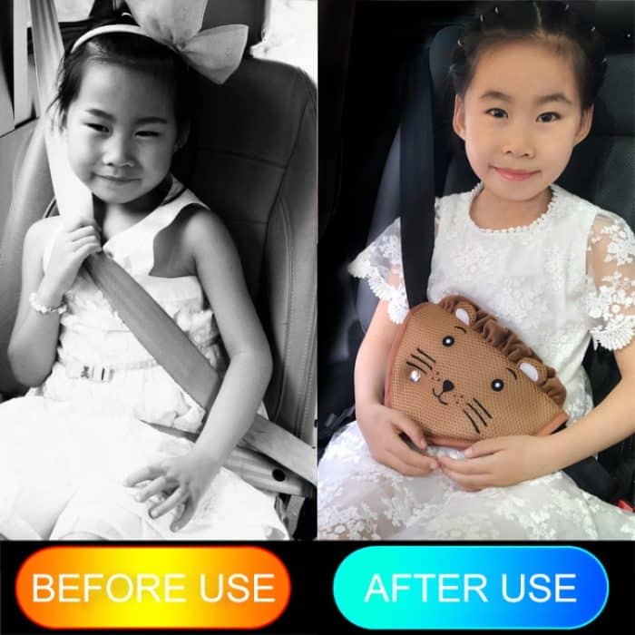 Auto-Kindersitzgurt-Einstell- und Befestigungsvorrichtung, Tasten, Sicherheitsgurt, Anti-Strangulations-Schulterabdeckung, Cotton Fabric Pink Stripes, Cotton Fabric Green Stripes, Mesh Fabric Rabbit, Mesh Fabric Fox, Mesh Fabric Lion... – Bild 4