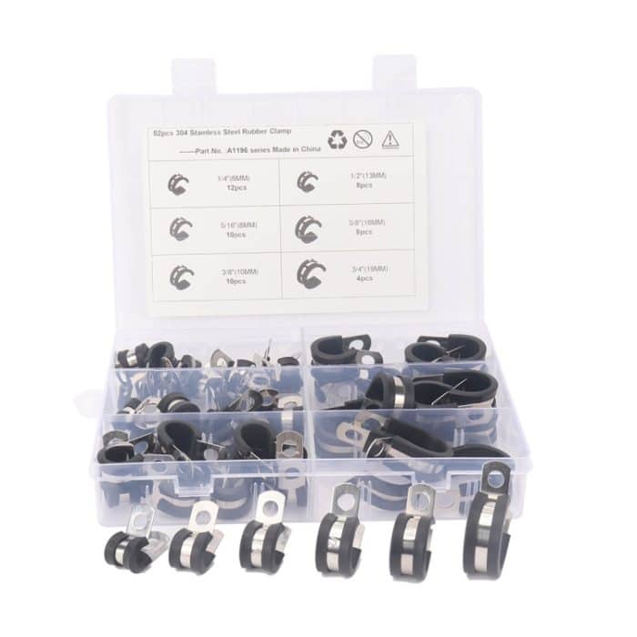 A1196 52 in 1 Auto Gummikissen Rohrschellen Edelstahlklemmen – Bild 1