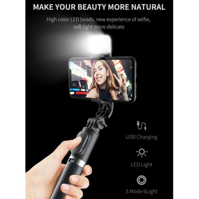 Q02S Fill Light Bluetooth Selfie Stick Stativ Handyhalter, Q02S(Black), Q02S(White) – Bild 3