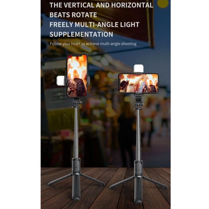 Q02S Fill Light Bluetooth Selfie Stick Stativ Handyhalter, Q02S(Black), Q02S(White) – Bild 4