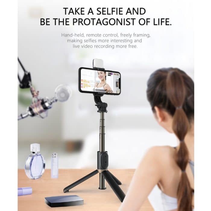 Q03S Fill Light Bluetooth Selfie Stick Stativ Handyhalter, Q03S(Black), Q03S(White) – Bild 7