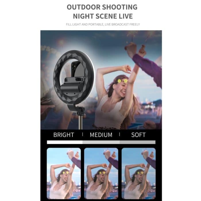 Q07 6 Zoll Ringlicht Tragbare Bluetooth Selfie Stickstativ – Bild 4