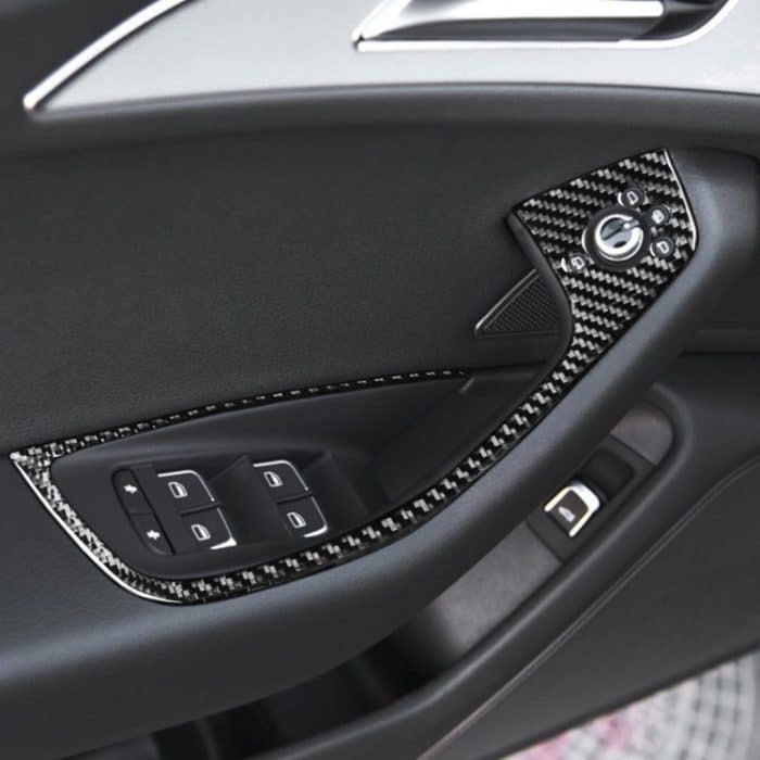 Auto-Kohlefaser-Glasheber, kurzer Stil, dekorativer Aufkleber für Audi A6 S6 C7 A7 S7 4G8 2012–2018, Glass Lifter Short Style, Left Drive, Glass Lifter Short Style, Right Drive – Bild 5