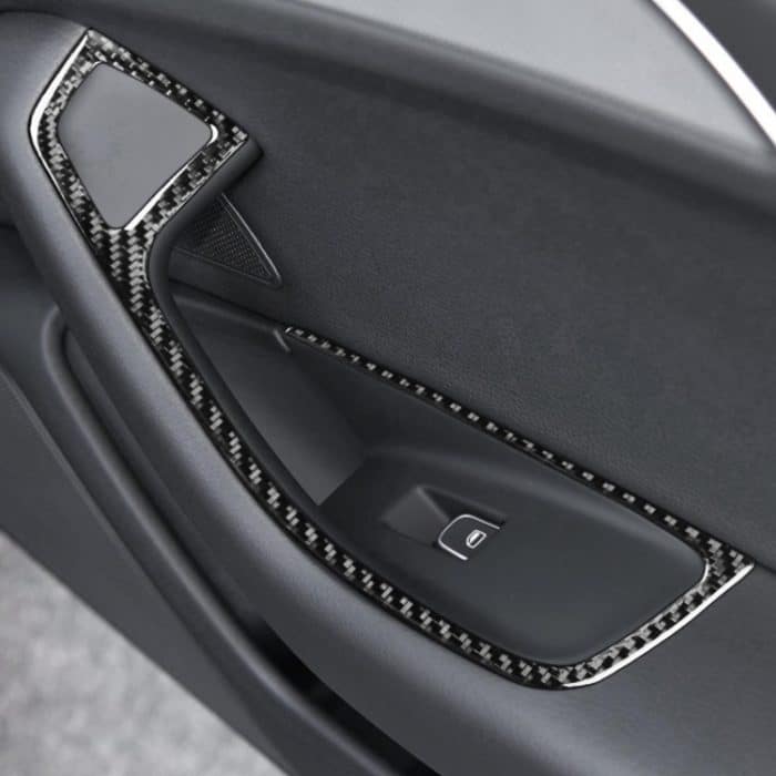 Auto-Kohlefaser-Glasheber, kurzer Stil, dekorativer Aufkleber für Audi A6 S6 C7 A7 S7 4G8 2012–2018, Glass Lifter Short Style, Left Drive, Glass Lifter Short Style, Right Drive – Bild 6