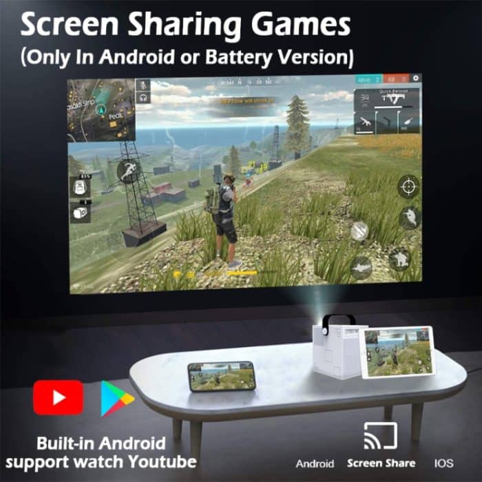 Wejoy y2 1920x1080p 100 Ansi Lumen Portable Heimkino LED HD Digitalprojektor, Batterie Touch Control-Version, Android 9.0, 2G + 16G, US-Stecker – Bild 7