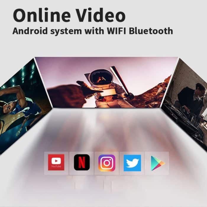 WEJOY A5 1920x1080P 200 Lumen Multifunktions-tragbarer Heimkino-LED-HD-Digitalprojektor Bluetooth-Lautsprecher, Android 7.1, 2G+16GB,, A5 EU Plug, A5 UK Plug, A5 AU Plug – Bild 8