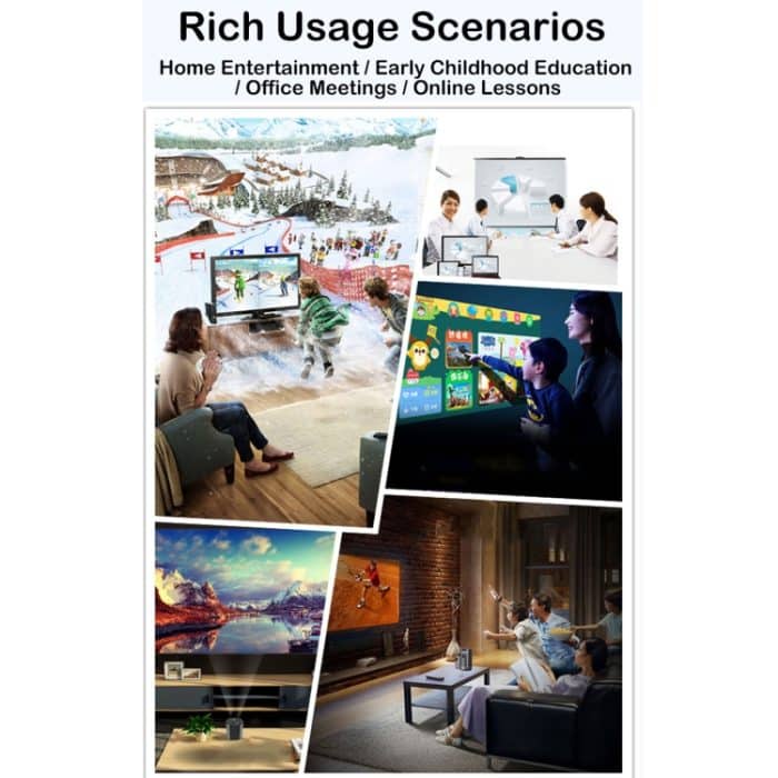 WEJOY A5 1920x1080P 200 Lumen Multifunktions-tragbarer Heimkino-LED-HD-Digitalprojektor Bluetooth-Lautsprecher, Android 7.1, 2G+16GB,, A5 EU Plug, A5 UK Plug, A5 AU Plug – Bild 10