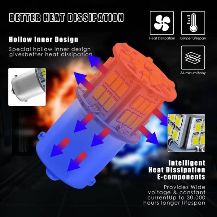 1 Pair E0052 9-14V 1156-54SMD-2835 6000K 1080lm Weißes Licht Auto Dekodieren Blinker Umkehrlicht – Bild 9