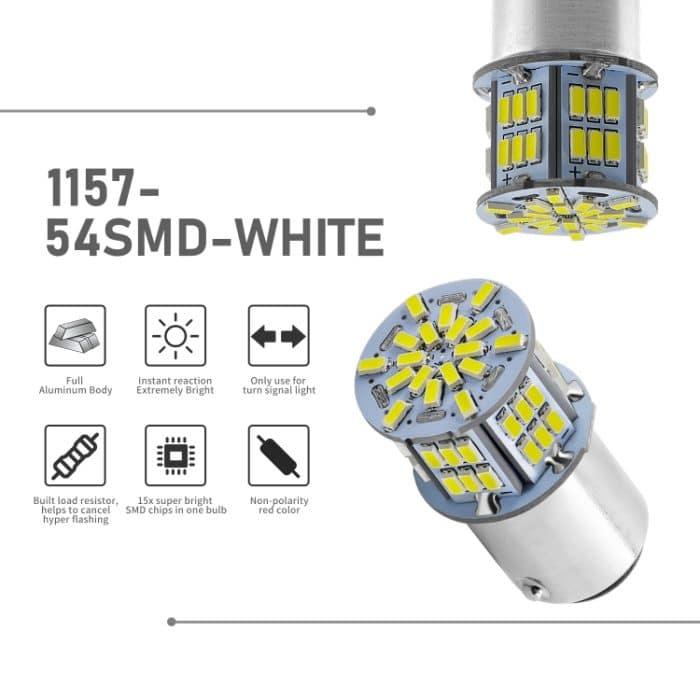 1 Pair E0053 9-14V 1157-54SMD-2835 6000K 1080LM Weißes Licht Auto Dekodieren Bremsen Fahren – Bild 5