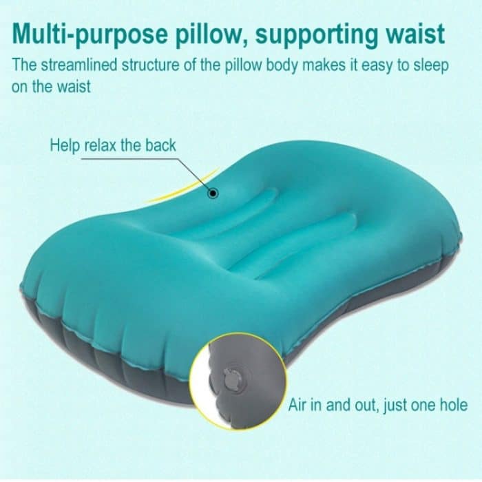Outdoor Camping Trip faltbare tragbare aufblasbare Kissen Nickerchen Taille Kissen, Press to Inflate, Inflate with Your Mouth – Bild 3