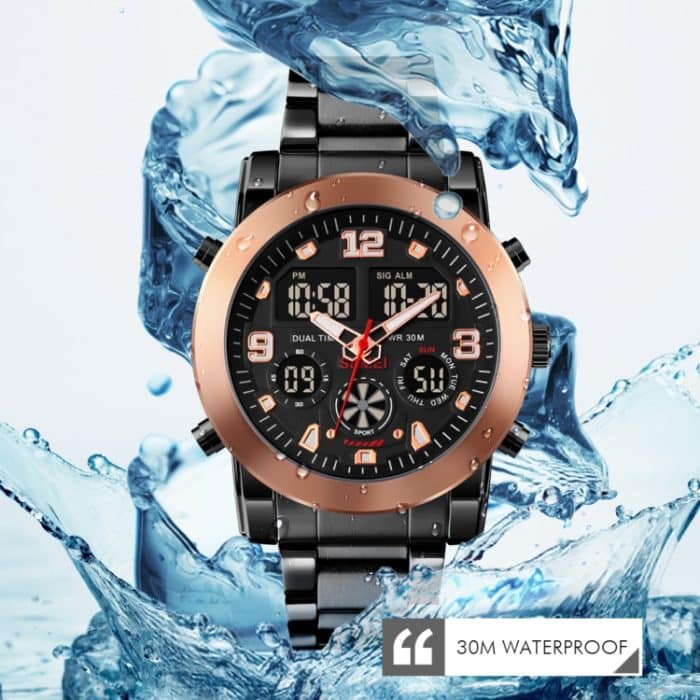 SKMEI 1642 Dreizeitanzeige, leuchtende elektronische Uhr, unterstützt Wecker – Bild 5