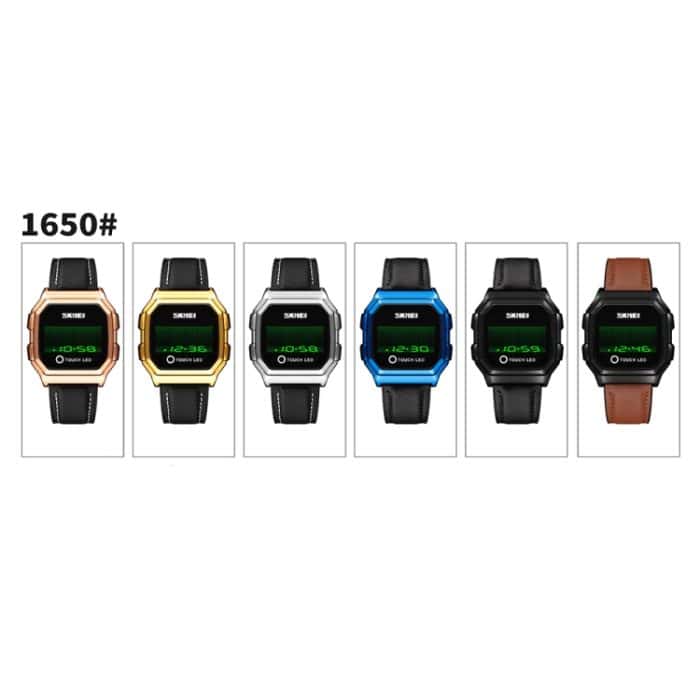 SKMEI 1650 Lederarmband-Version, LED-Digitalanzeige, elektronische Uhr mit Touch-Leuchtknopf, Leather Strap Version – Bild 2