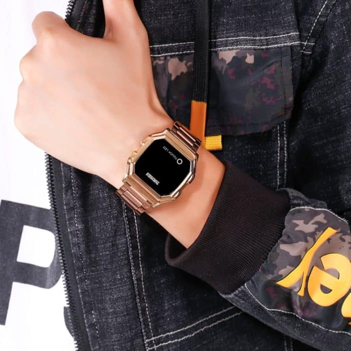 SKMEI 1650 Elektronische Uhr mit Stahlarmband, LED-Digitalanzeige und Touch-Leuchttaste, Steel Strap Version – Bild 8