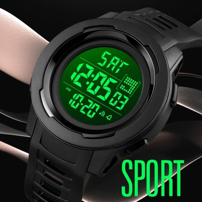 SKMEI 1731 Dreifache runde Zifferblatt-LED-Dualzeit-Digitalanzeige, leuchtende elektronische Uhr – Bild 7