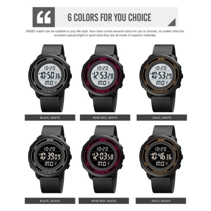 SKMEI 1736 dreifache runde Zifferblatt-Timing-LED-Digitalanzeige leuchtende elektronische Uhr – Bild 2