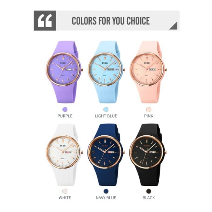 SKMEI 1747 Einfache Quarzuhr mit Barskala-Zifferblatt und Silikonarmband für Damen – Bild 2