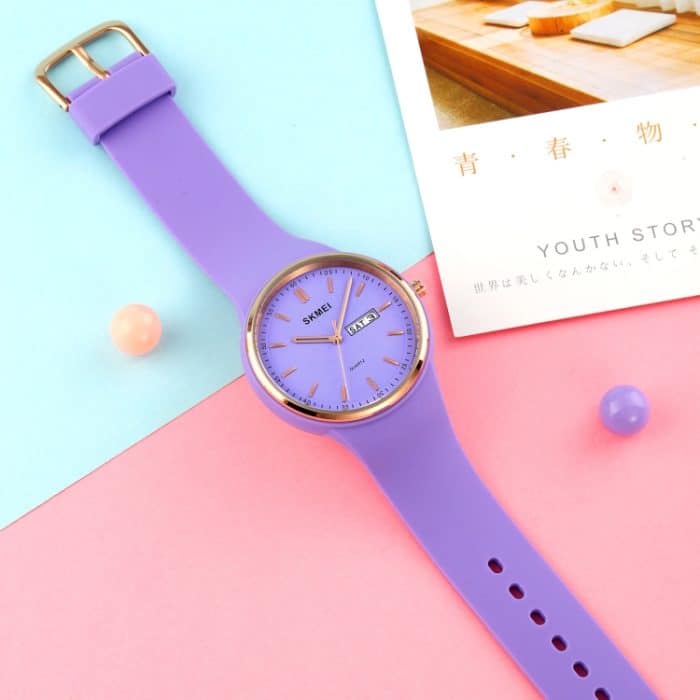 SKMEI 1747 Einfache Quarzuhr mit Barskala-Zifferblatt und Silikonarmband für Damen – Bild 3