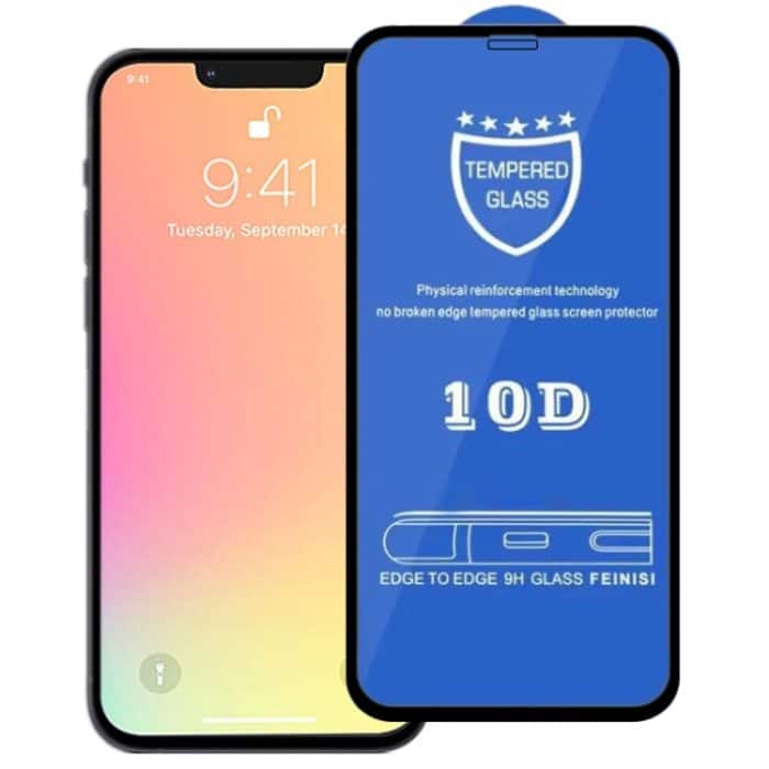 EDA001903201A.jpg 9H 10D Vollbild-Displayschutz aus gehärtetem Glas, For iPhone 13 mini (Black) (1 PC), For iPhone 13 / 13 Pro (Black) (1 PC), For iPhone 14 Plus / 13 Pro Max (Black) (1 PC) – Bild 1