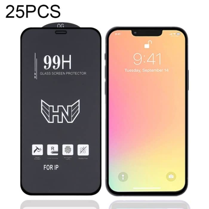 25 Stück hohe Aluminium-Vollbild-Hartglasfolie mit großem Bogen, For iPhone 13 mini (25 PCS), For iPhone 16e / 13 / 13 Pro  (25pcs), For iPhone 13 Pro Max (25pcs) – Bild 1