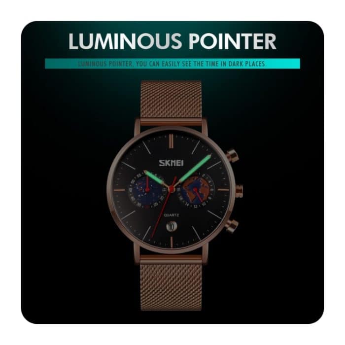 SKMEI 9231 Herren Kartenmuster Kalender Stoppuhr Edelstahlarmband Quarzuhr – Bild 6