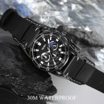 SKMEI 9249 Herren Mondphase Kalender Stoppuhr Lederarmband Quarzuhr – Bild 4