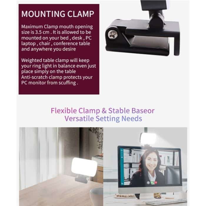 JSK-B1 USB tragbare Ten-Level-Helligkeit einstellbar Live-Konferenz-Desktop-LED-Fülllicht, Farbtemperatur: 3000-6500K – Bild 6