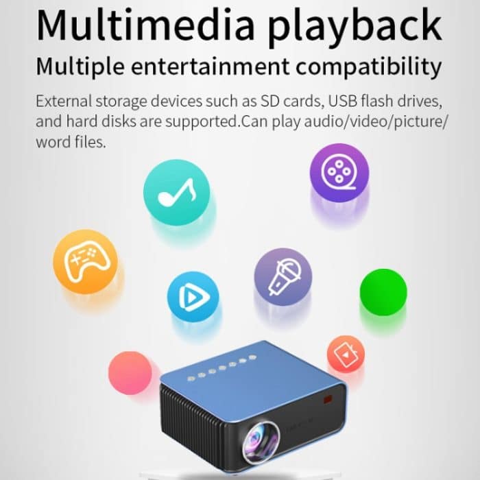 T4-Version mit gleichem Bildschirm, 1024 x 600, 1200 Lumen, tragbarer Heimkino-LCD-Projektor, US Plug, EU Plus, UK Plus, AU Plug – Bild 10