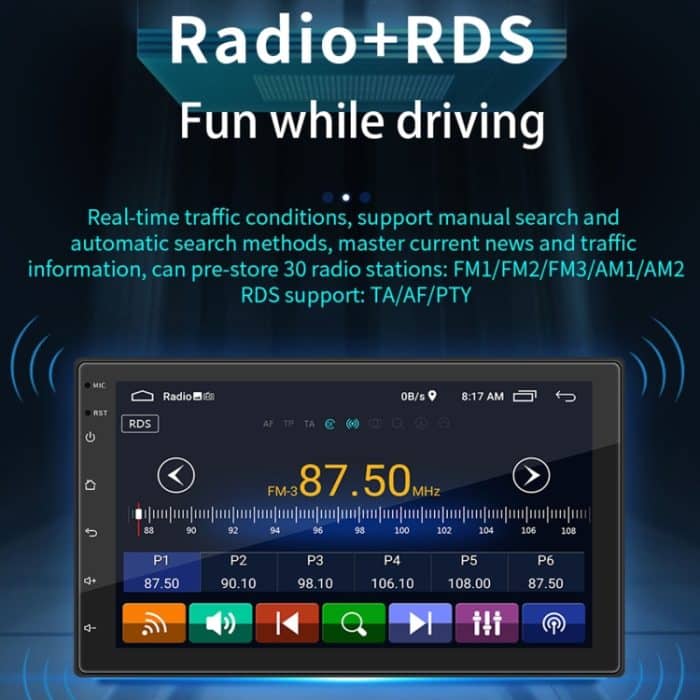 S-072A 7-Zoll-IPS-Bildschirm-Car-Android-Player GPS-Navigations-Bluetooth-Touch-Radio, Support Mirror Link & FM & WiFi & Lenkradsteuerung – Bild 8