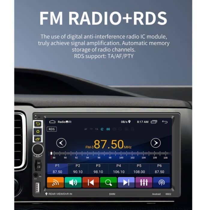 S-8802C 7 Zoll IPS Bildschirm Auto Android Player GPS Navigation Bluetooth Touch FM Radio CarPlay, Unterstützung Mirror Link & FM & WIFI & Lenkradsteuerung – Bild 5