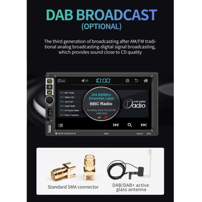 S-8802C 7 Zoll IPS Bildschirm Auto Android Player GPS Navigation Bluetooth Touch FM Radio CarPlay, Unterstützung Mirror Link & FM & WIFI & Lenkradsteuerung – Bild 6