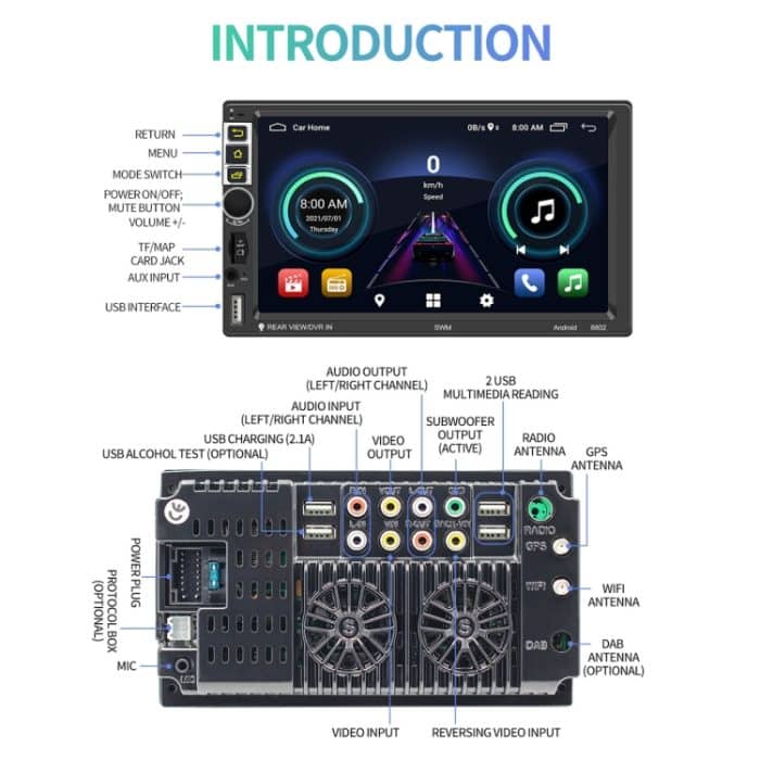 S-8802C 7 Zoll IPS Bildschirm Auto Android Player GPS Navigation Bluetooth Touch FM Radio CarPlay, Unterstützung Mirror Link & FM & WIFI & Lenkradsteuerung – Bild 10