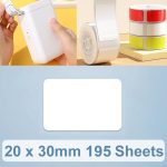 Thermodruck-Etikettenpapieraufkleber für NiiMbot D101 / D11, 20 x 30 mm 210 Sheets White, 20 x 40mm 160 Sheets White, 20 x 45mm 150 Sheets White, 25 x 30mm 210 Sheets White