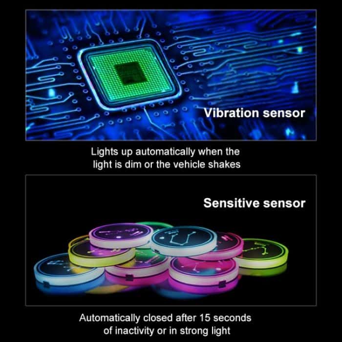 Auto-Konstellations-Serie, Acryl, buntes USB-Ladegerät, Wasserbecher, Rillen-LED-Atmosphärenlicht, Aquarius, Aries, Virgo, Taurus, Cancer, Capricorn, Sagittarius, Leo, Pisces, Gemini, Scorpio, Libra – Bild 6