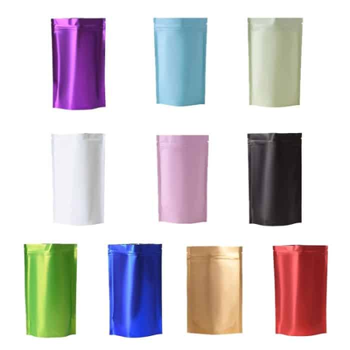 100 Stück/Set Snack-Standbodenbeutel aus mattierter Aluminiumfolie, 8x12+3cm, 9x13+3cm – Bild 2