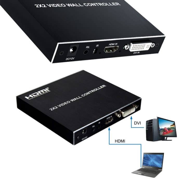 1080P 2 x 2 HDMI + DVI auf 4 HDMI-Anschlüsse Videowand-Controller, 1080P – Bild 2