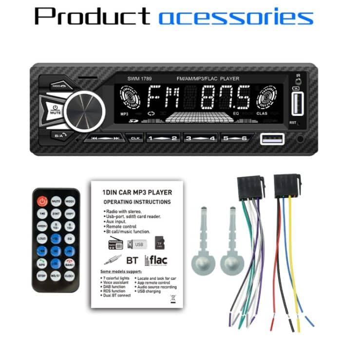 SWM-1789 Car Radio Receiver Bluetooth 5.1 MP3-Player mit Fernbedienung – Bild 7