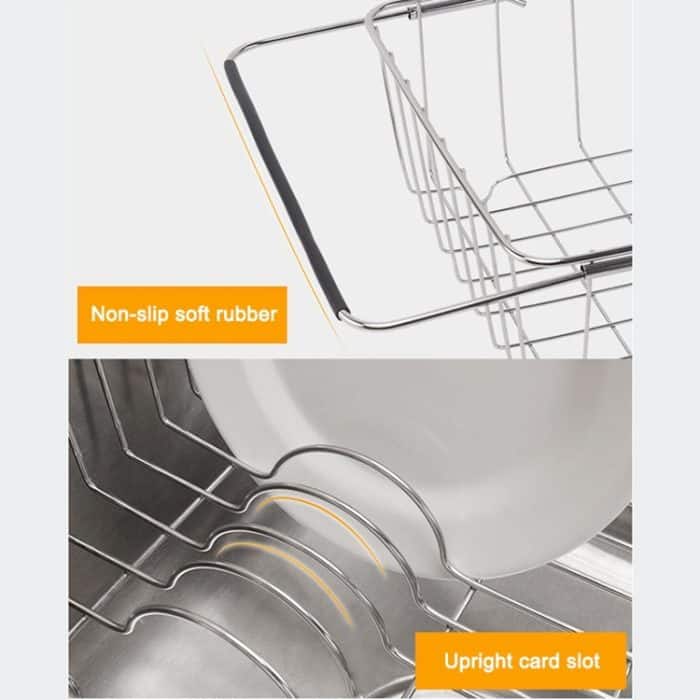 Küche Abtropfgestell Spüle Abflusskorb Waschen Gemüse Obst Trocknen Halter Edelstahl verstellbares Gestell, Arch Net Style, Flat Bottom Style, Ordinary Style – Bild 5