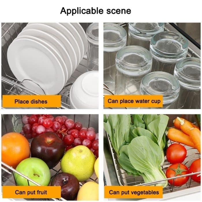 Küche Abtropfgestell Spüle Abflusskorb Waschen Gemüse Obst Trocknen Halter Edelstahl verstellbares Gestell, Arch Net Style, Flat Bottom Style, Ordinary Style – Bild 9