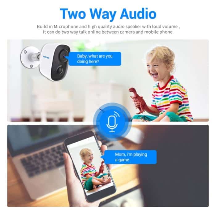 ESCAM G14 Wiederaufladbare 1080P Full HD AI Erkennung Infrarot Nachtsicht WiFi-Kamera – Bild 6