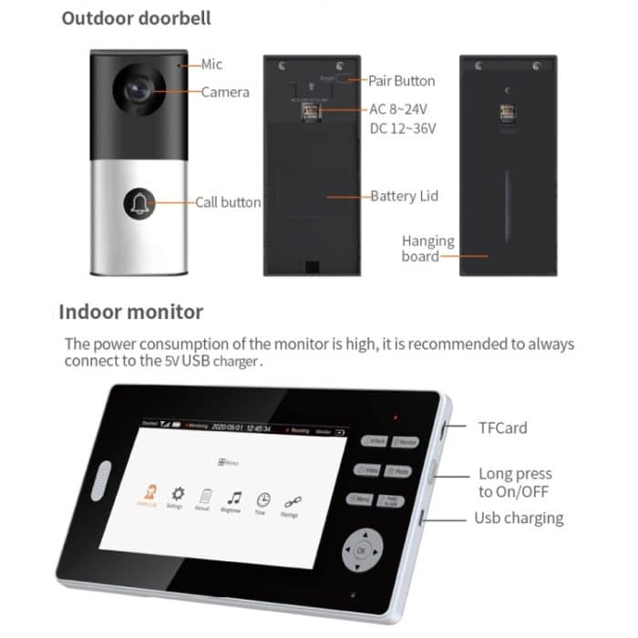 2.4g drahtlose Video -Türklingel 720p Support Nacht Vision & Talk & Monitor – Bild 5