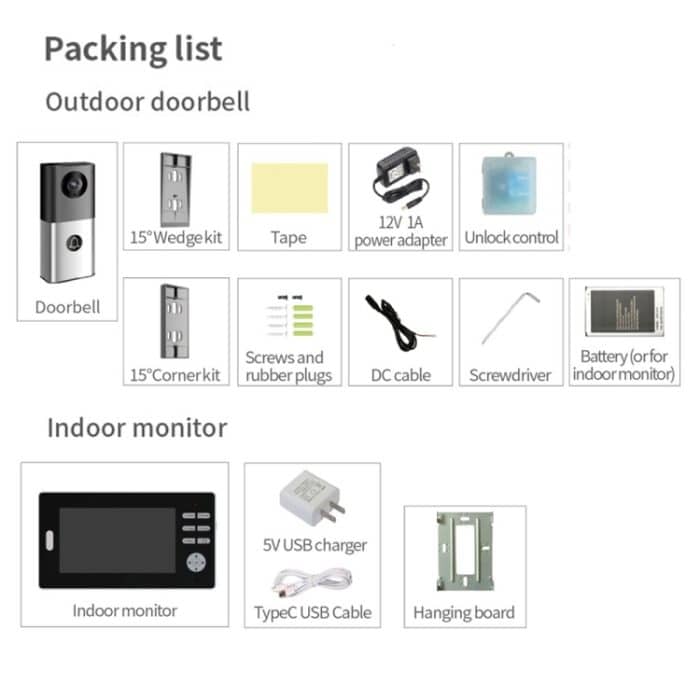 2.4g drahtlose Video -Türklingel 720p Support Nacht Vision & Talk & Monitor – Bild 6
