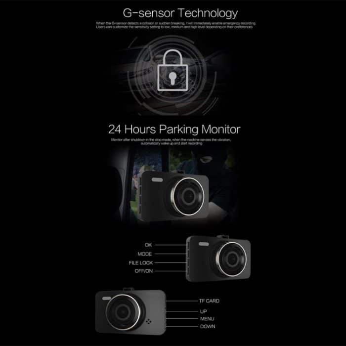 Anytek A78 3 Zoll Auto 1080P HD 170 Grad Nachtsicht-Fahrrekorder – Bild 4