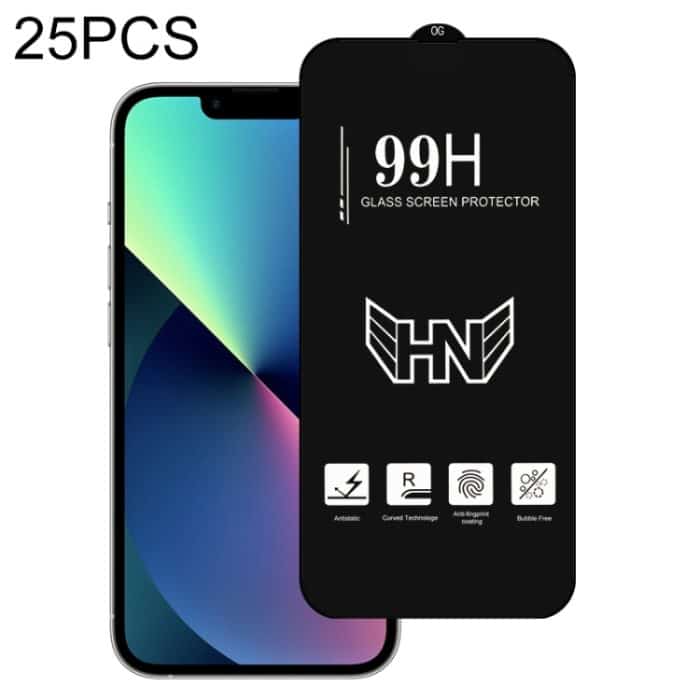 25 Stück hohe Aluminium-Vollbild-Hartglasfolie mit großem Bogen, For iPhone 14 (25pcs), For iPhone 14 Plus (25 PCS), For iPhone 14 Pro (25 PCS), For iPhone 14 Pro Max (25 PCS) – Bild 1