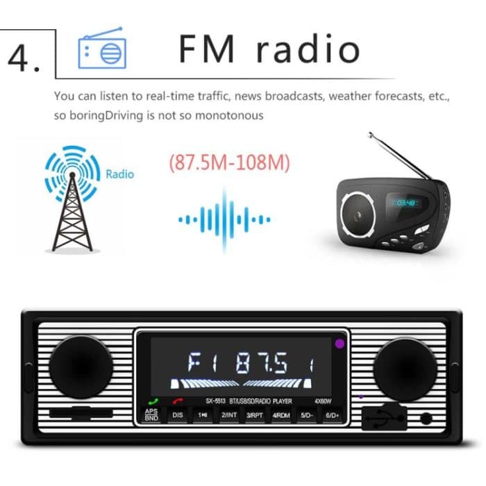 SX-5513 CAR LCD Bluetooth 12V MP3-Player, unterstützen Sie FM / TF / U-Festplatte – Bild 9
