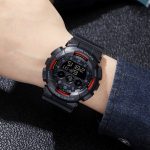 SKMEI 1857 Edelstahl-Schnalle, PU-Armband, wasserdichte elektronische Uhr – Bild 3