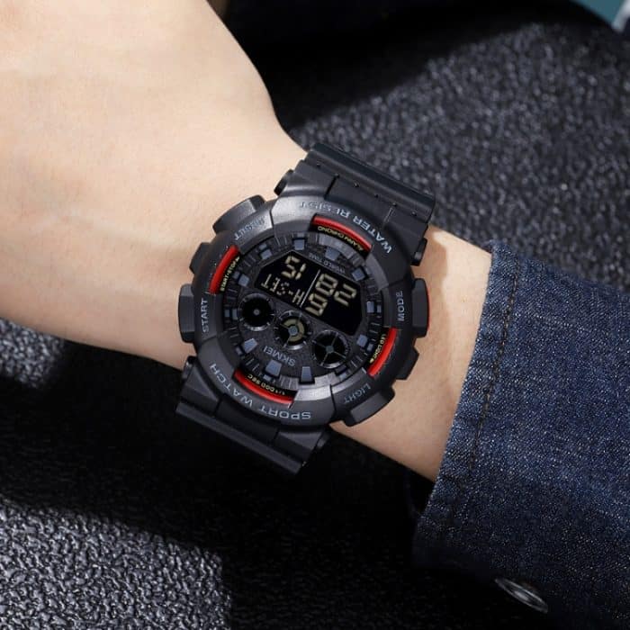 SKMEI 1857 Edelstahl-Schnalle, PU-Armband, wasserdichte elektronische Uhr – Bild 3