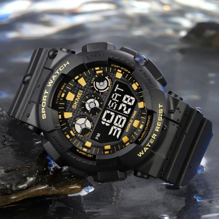 SKMEI 1857 Edelstahl-Schnalle, PU-Armband, wasserdichte elektronische Uhr – Bild 4