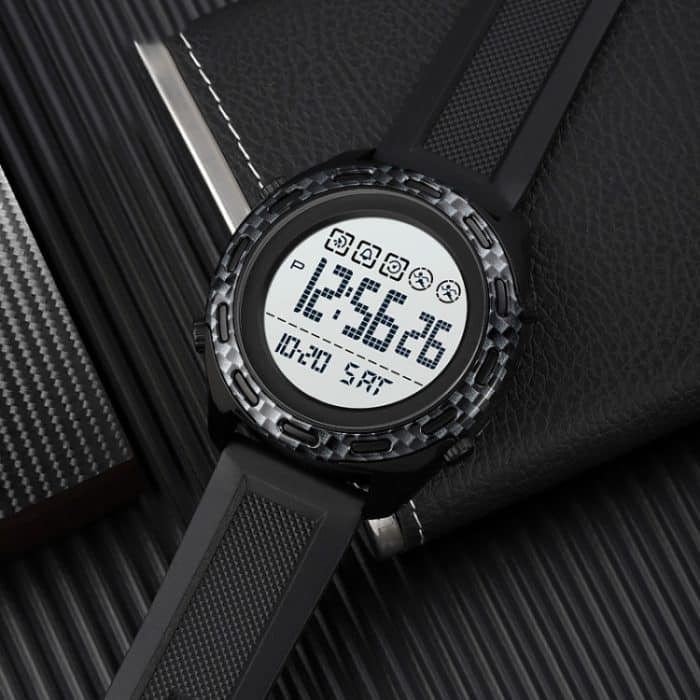 SKMEI 1872 Edelstahl-Schnalle, PU-Armband, wasserdichte elektronische Uhr, White, Black – Bild 4