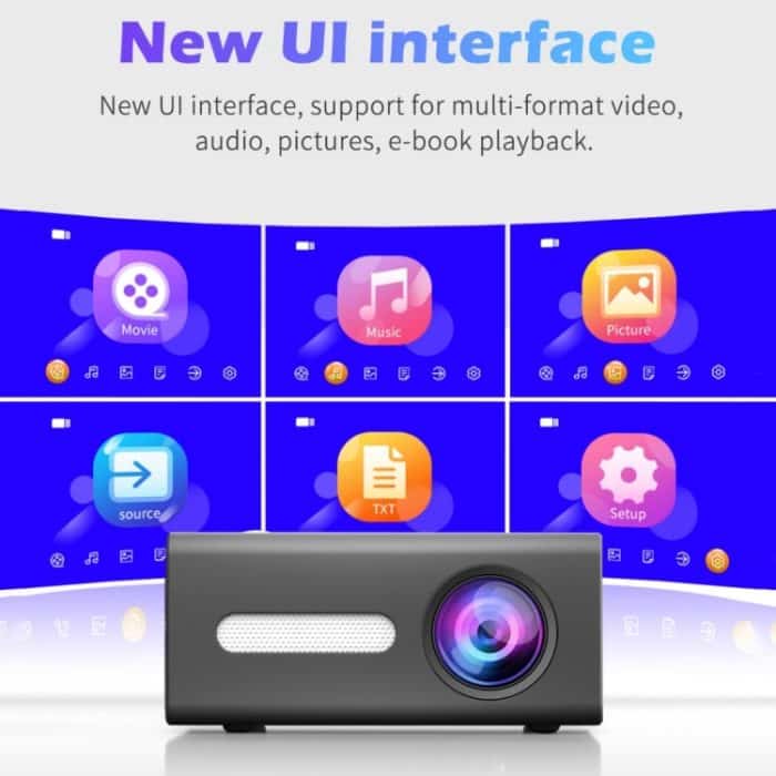 T300 25ANSI LED tragbarer Heim-Multimedia-Spielprojektor, EU Plug, UK Plug, AU Plug – Bild 3